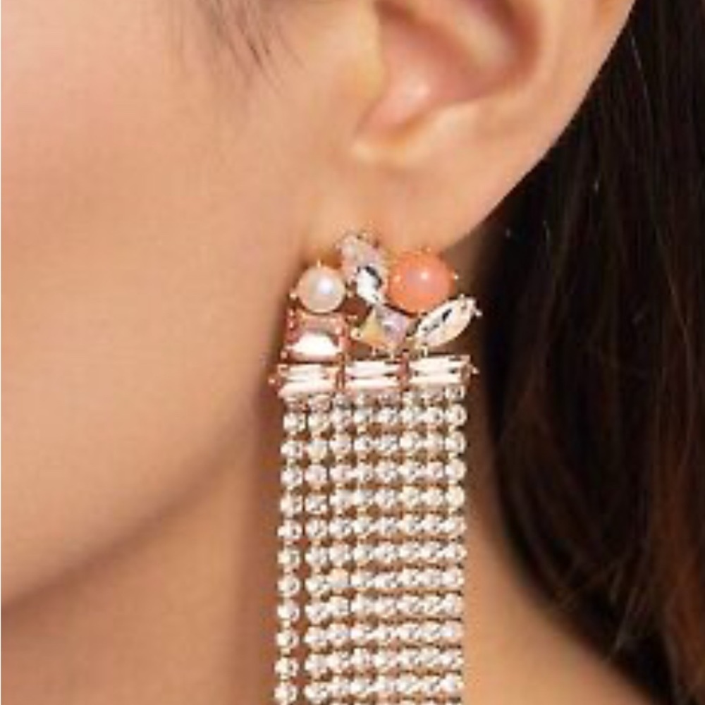Paparazzi Gold and Silver Ornate Earrings with Tassel Design